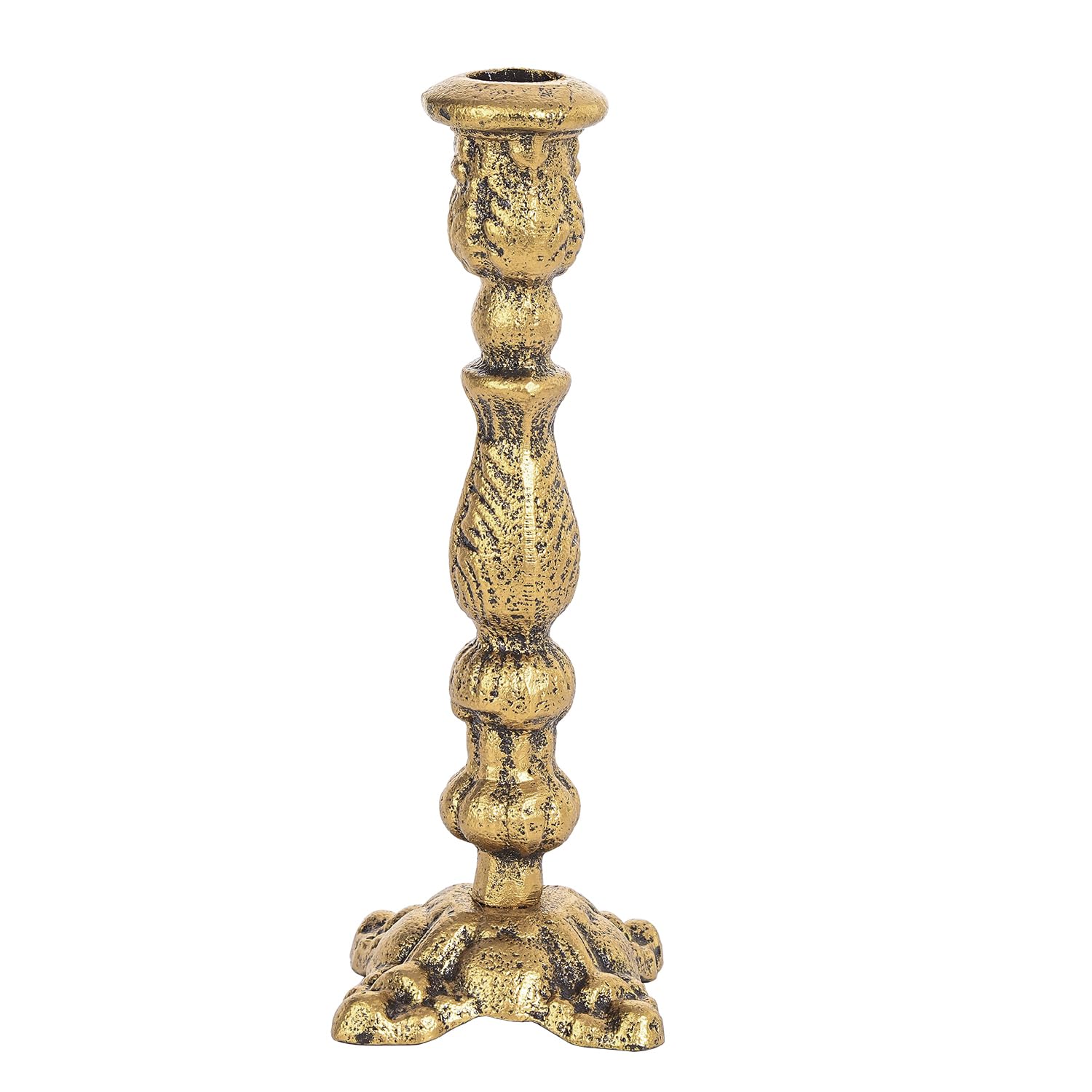 Sungmor Vintage Black Cast Iron Candle Holder – 4.4" Tall Decorative Rustic Taper Candle Stand – Heavy Antique-Style Candlestick for Table Centerpiece, Fireplace Mantel, or Farmhouse Home Décor
