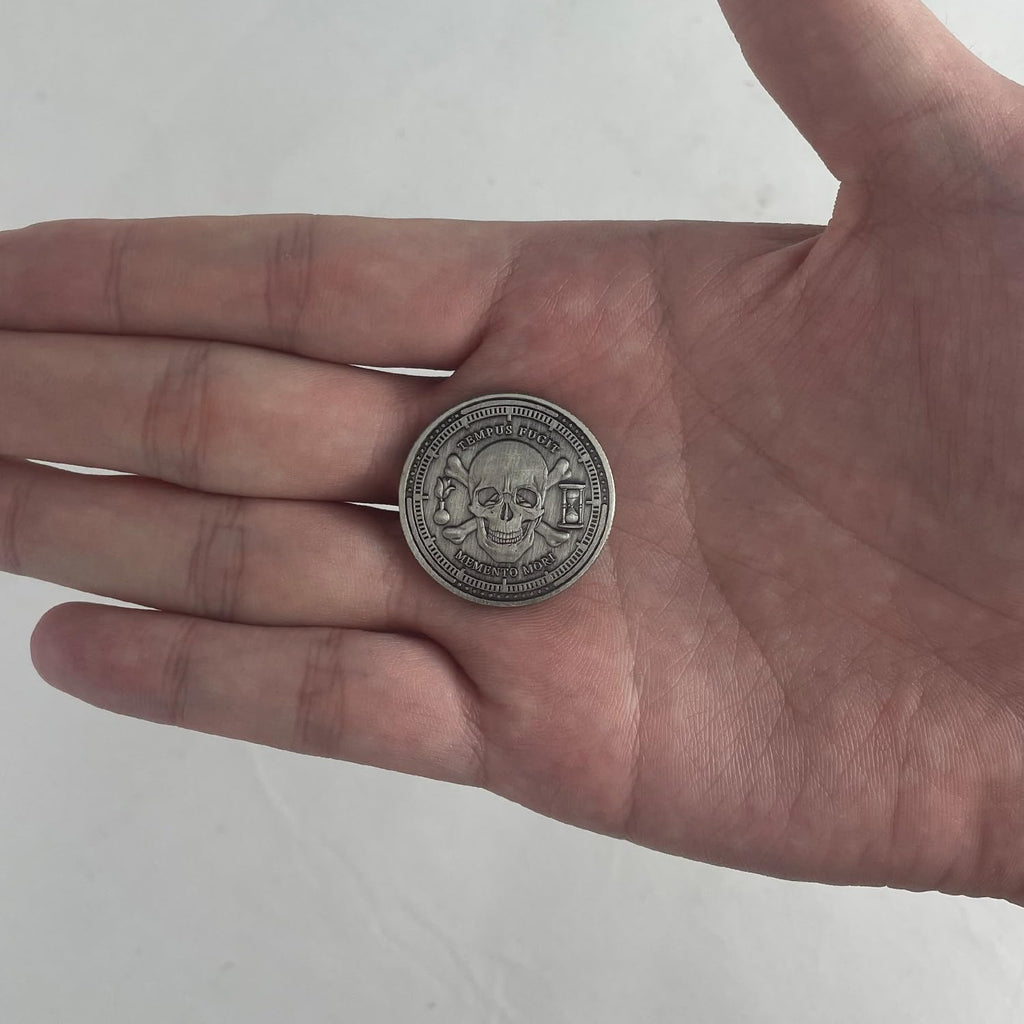 Imasoner Memento Mori Memento Vivere Coin | Stoic Reminder Challenge Coin | Inspirational Novelty Skull Token | Motivational Keepsake for Personal Growth & Reflection