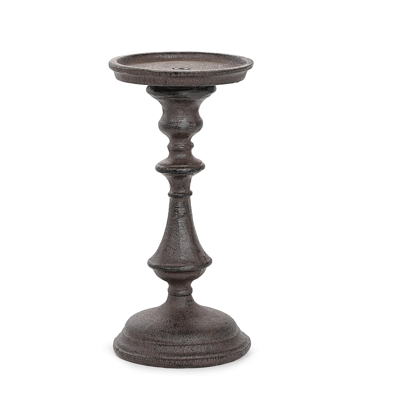 Sungmor Rustic Cast Iron Pillar Candle Holder, 5.9" Tall Vintage Candlestick Holders, Table Centerpiece Metal Candle Holder, Farmhouse Candle Stand for Fireplace Shelf Home Decor