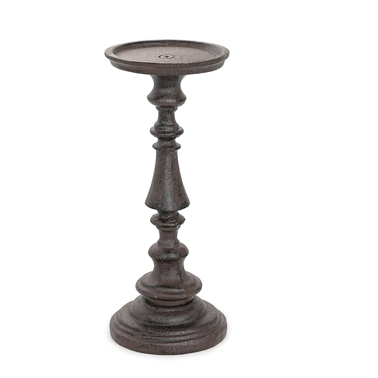 Sungmor Rustic Cast Iron Pillar Candle Holder, 5.9" Tall Vintage Candlestick Holders, Table Centerpiece Metal Candle Holder, Farmhouse Candle Stand for Fireplace Shelf Home Decor