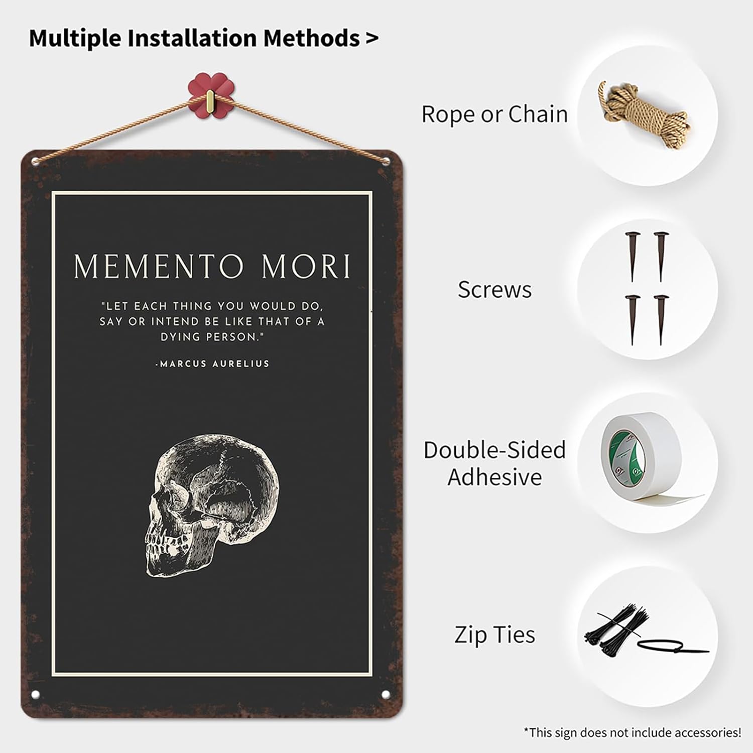 Vintage Metal Sign Memento Mori Stoic Quote Poster Retro Tin Signs Funny Aluminum Sign For Man Cave, Garage, Living Roome, Cafe And Pub Decoration 8 X 12 Inch
