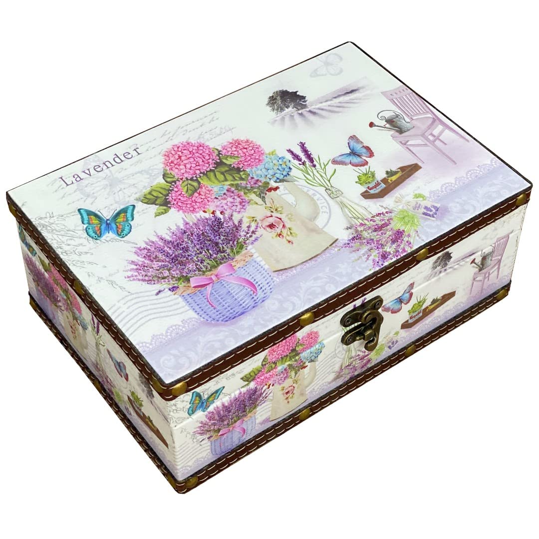 Treasure Box Vintage Wooden + PU Leather Decorative Trinket Jewelry Box Memento Case Box Keepsake Box Gifts For Kids Girls Women Men Home Decor (Map/Green, Medium)