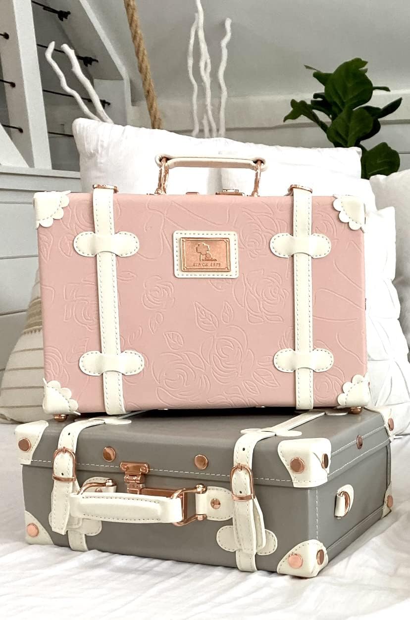 Natural Keepsake Baby Box - Keepsake Suitcase, Memory Case, Baby Memento Box, Vintage Suitcase - Handmade & Hand-crafted - New Baby Gift - Brand DAISY FIELDS - Baby Pink Color