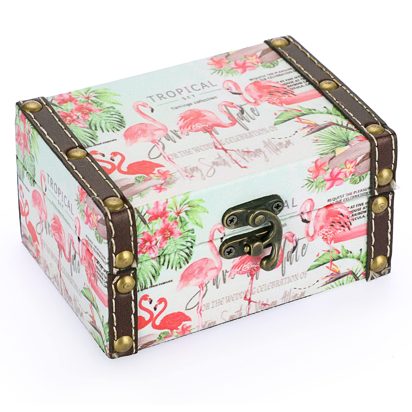 Hipiwe Chest Treasure Box Vintage Wooden + PU Leather Decorative Trinket Jewelry Box Memento Case Box Keepsake Box Gifts Home Decor (Lavender)