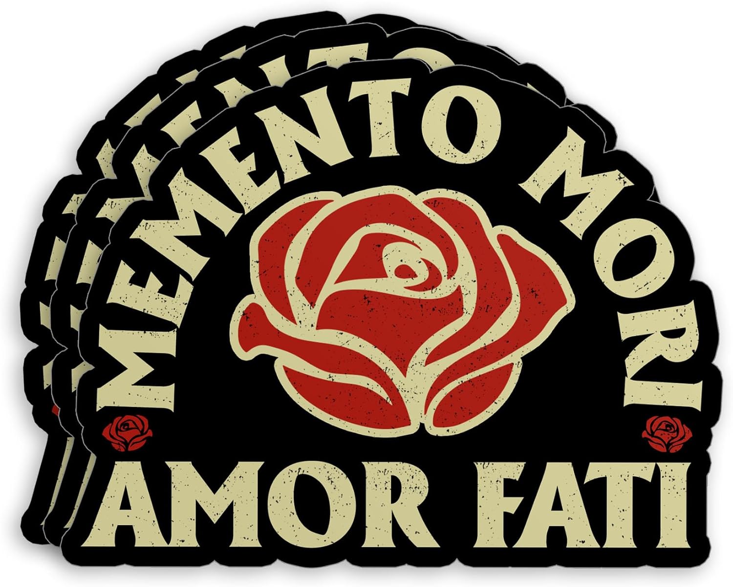 (3Pcs-3") Stoicism Quote Amor Fati Sticker Memento Mori Amor Fati Vintage Rose Waterproof Die-Cut Vinyl Sticker for Laptop Water Bottle Hard Hat Decal Birthday Gifts for Her Him 3 Inches