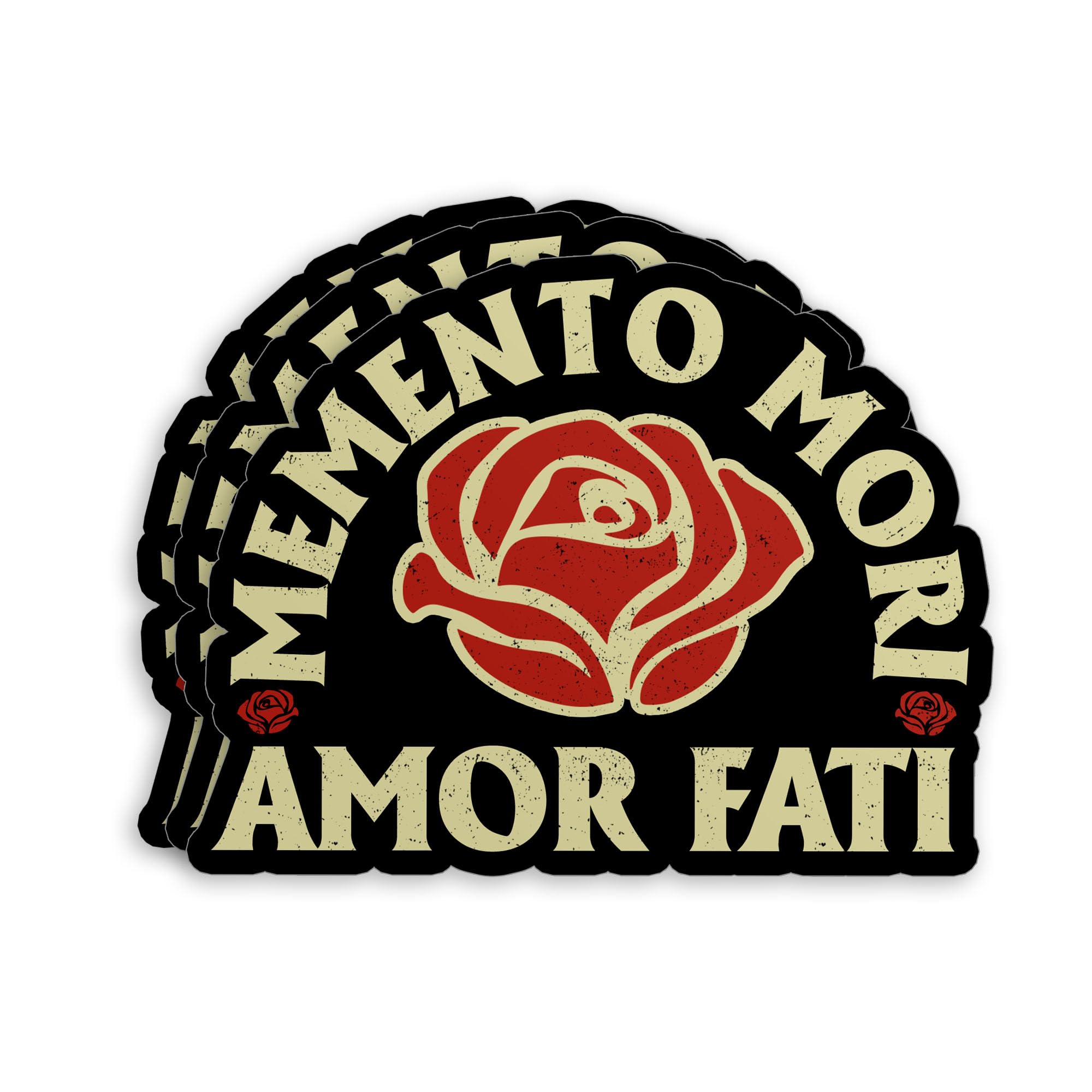 (3Pcs-3") Stoicism Quote Amor Fati Sticker Memento Mori Amor Fati Vintage Rose Waterproof Die-Cut Vinyl Sticker for Laptop Water Bottle Hard Hat Decal Birthday Gifts for Her Him 3 Inches