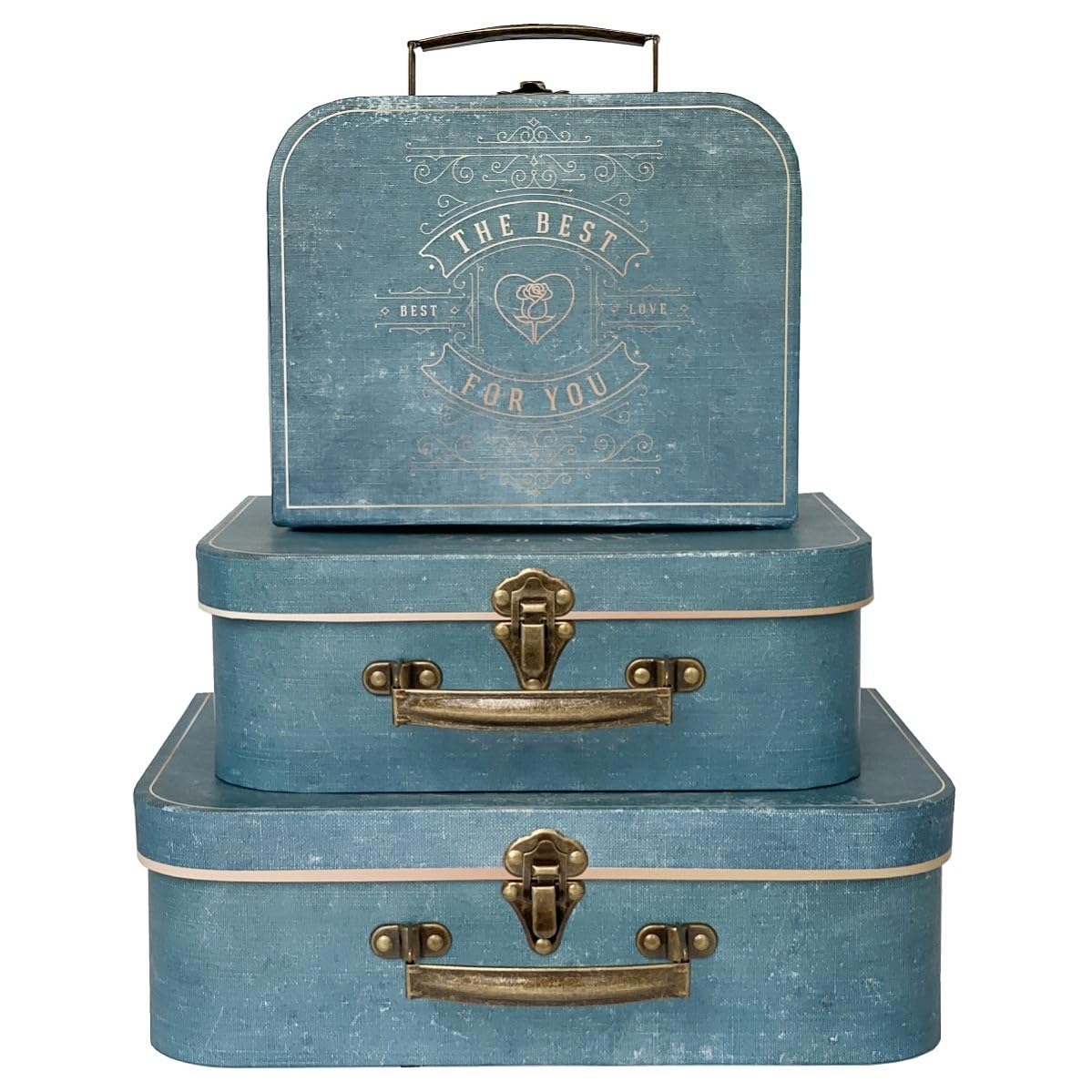 Decorative Box Set of 3 Decorative Storage Boxes with Lids, Vintage Suitcases for Home Decoration, Keepsake Box, Cardboard Suitcase Memento Case Box, Photo Storage Box Hat Box Nesting Gift Box (Brown)