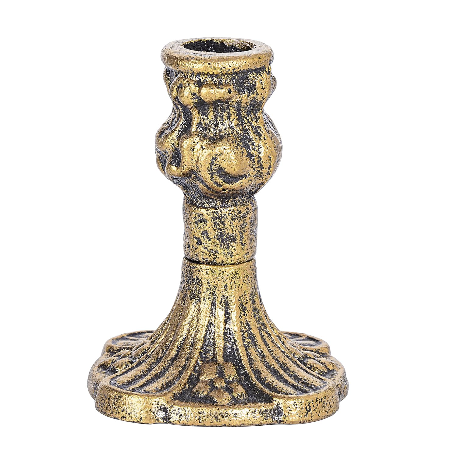 Sungmor Vintage Black Cast Iron Candle Holder – 4.4" Tall Decorative Rustic Taper Candle Stand – Heavy Antique-Style Candlestick for Table Centerpiece, Fireplace Mantel, or Farmhouse Home Décor