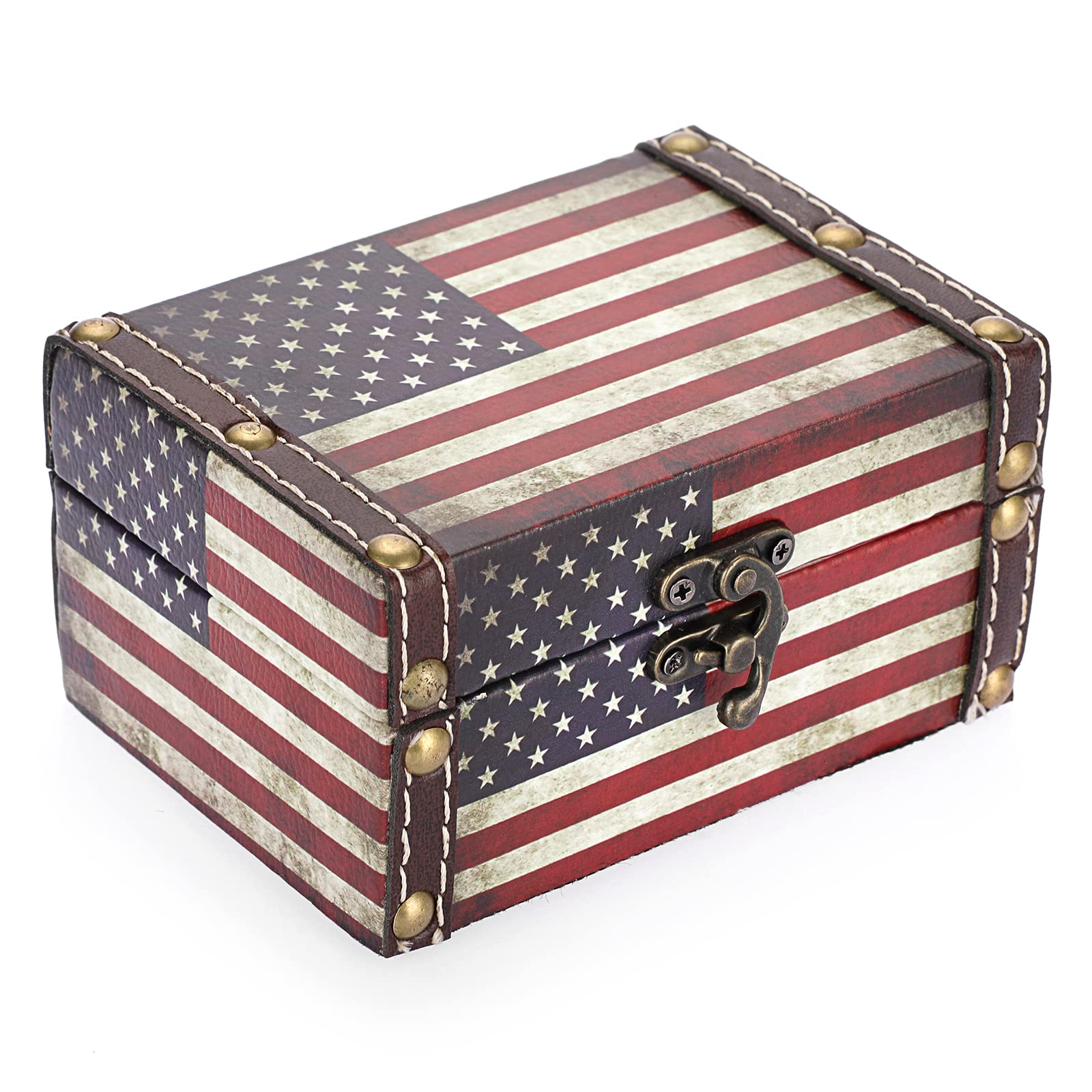 Hipiwe Chest Treasure Box Vintage Wooden + PU Leather Decorative Trinket Jewelry Box Memento Case Box Keepsake Box Gifts Home Decor (Lavender)