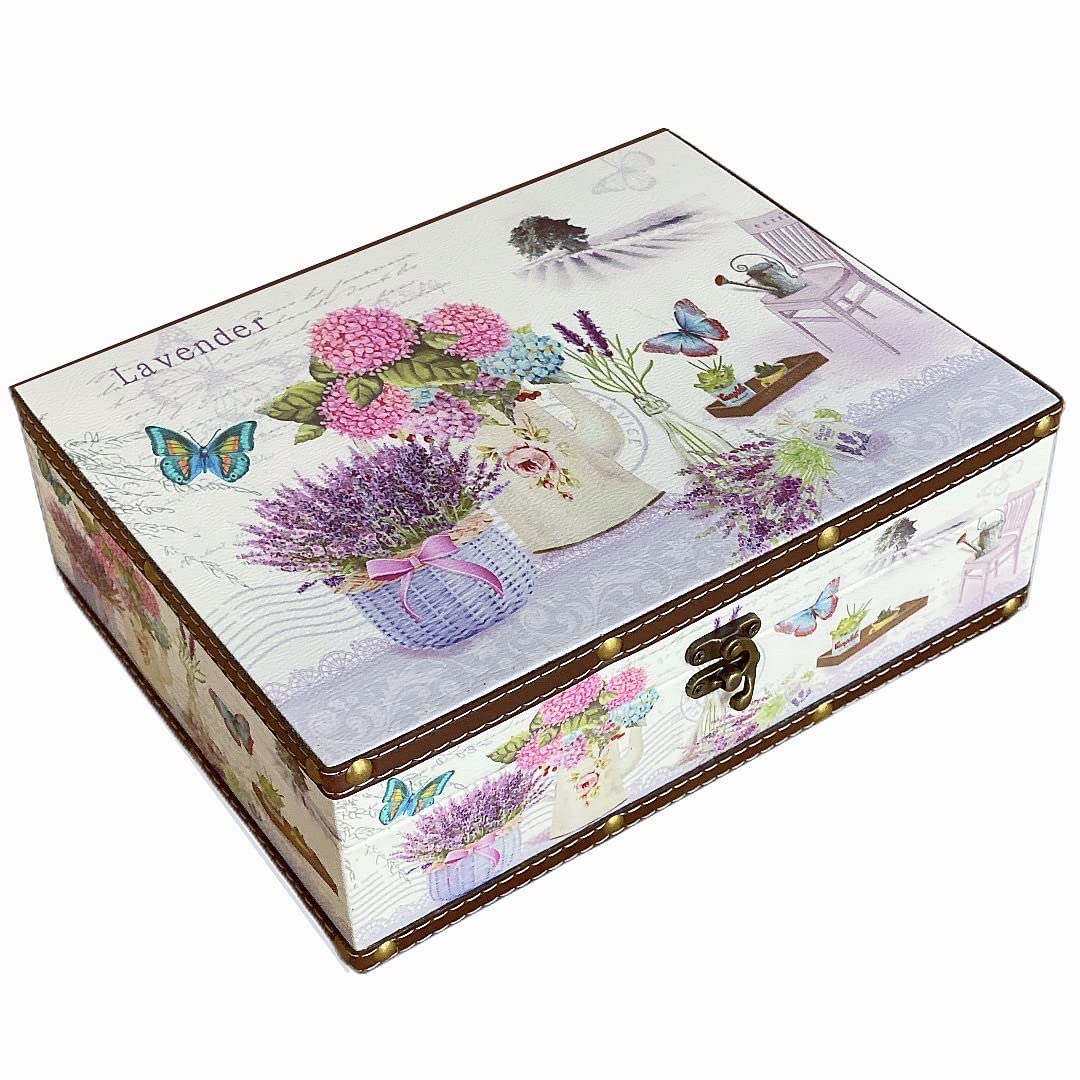 Treasure Box Vintage Wooden + PU Leather Decorative Trinket Jewelry Box Memento Case Box Keepsake Box Gifts For Kids Girls Women Men Home Decor (Map/Green, Medium)