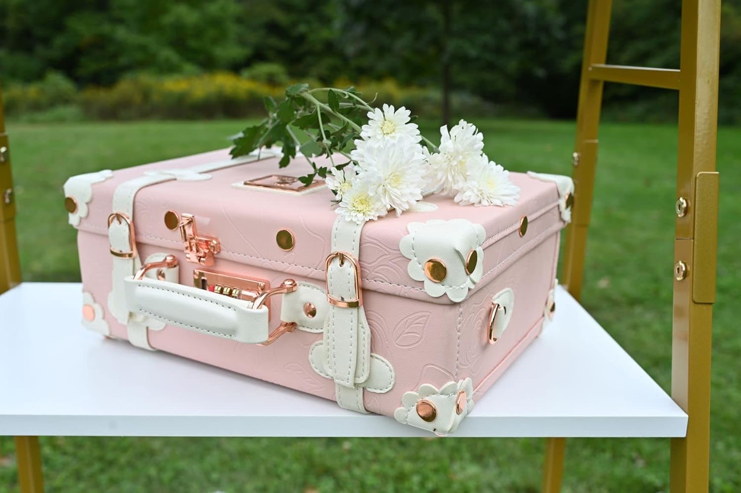 Natural Keepsake Baby Box - Keepsake Suitcase, Memory Case, Baby Memento Box, Vintage Suitcase - Handmade & Hand-crafted - New Baby Gift - Brand DAISY FIELDS - Baby Pink Color