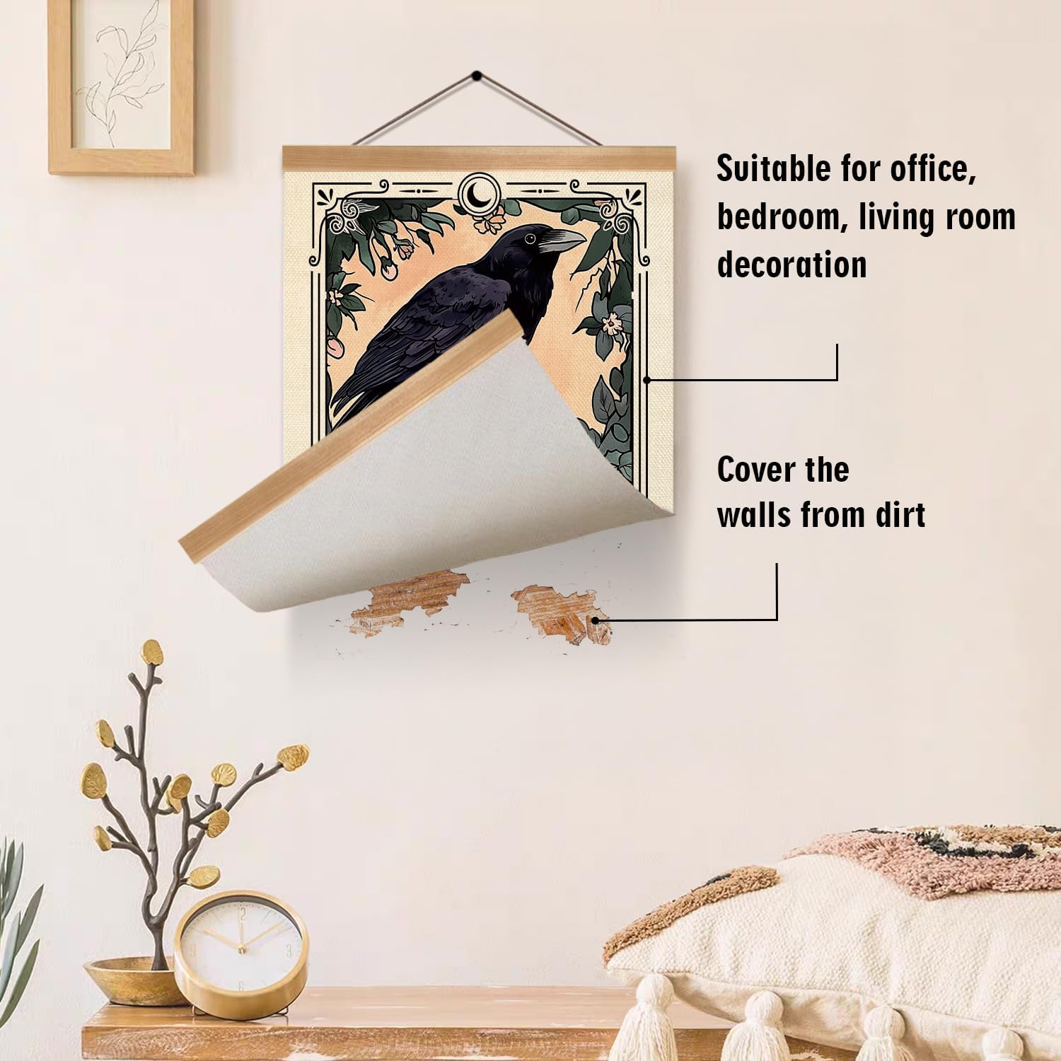 ZTGDA Tarot Card Wall Art Canvas Wall Decor Mystical Astrology Wall Art Boho Celestial Prints Crow Poster Tarot Card Picture for Living Room Bedroom Aesthetic12x16inch (Memento mori)