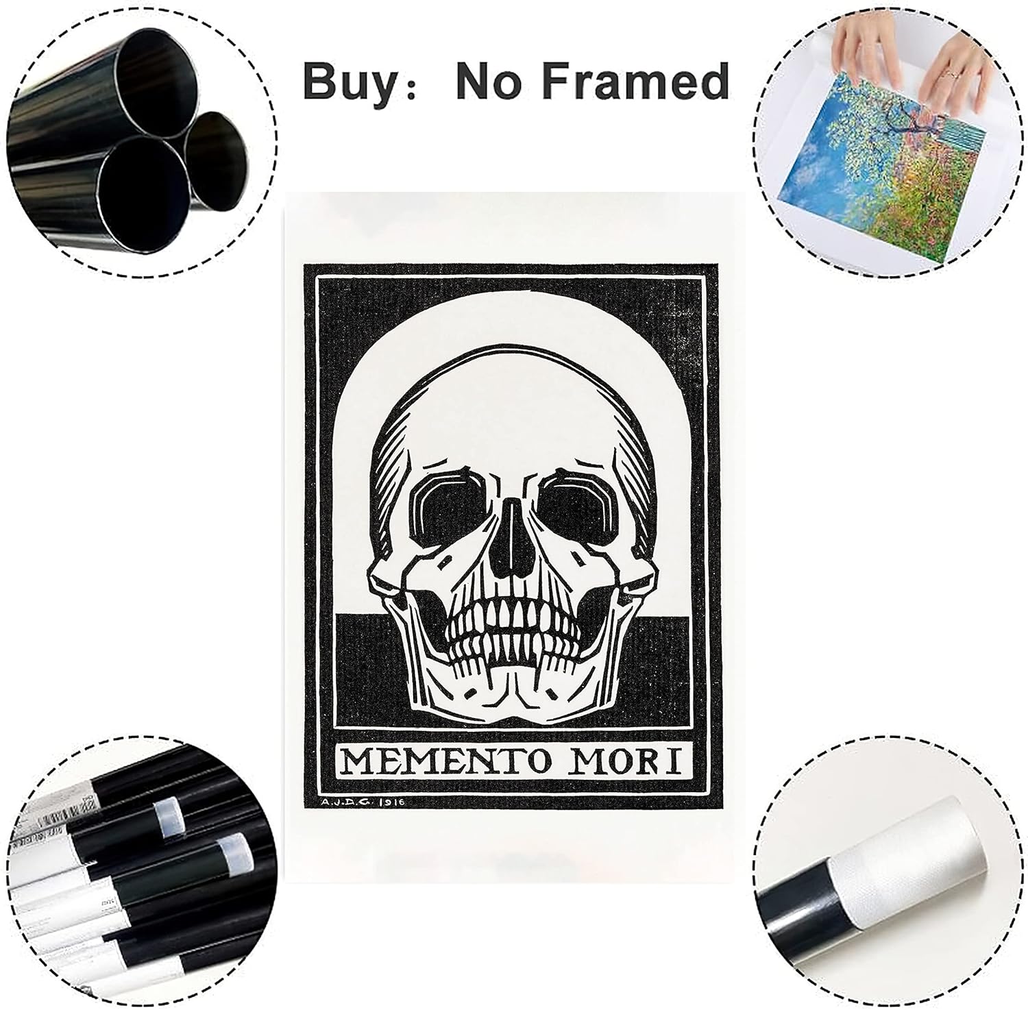 VMXWLL Halloween Decorations Vintage Skull Poster Memento mori Canvas Poster Picture Paintings For Living Room Bedroom Unframe-style 12x18inch(30x45cm)