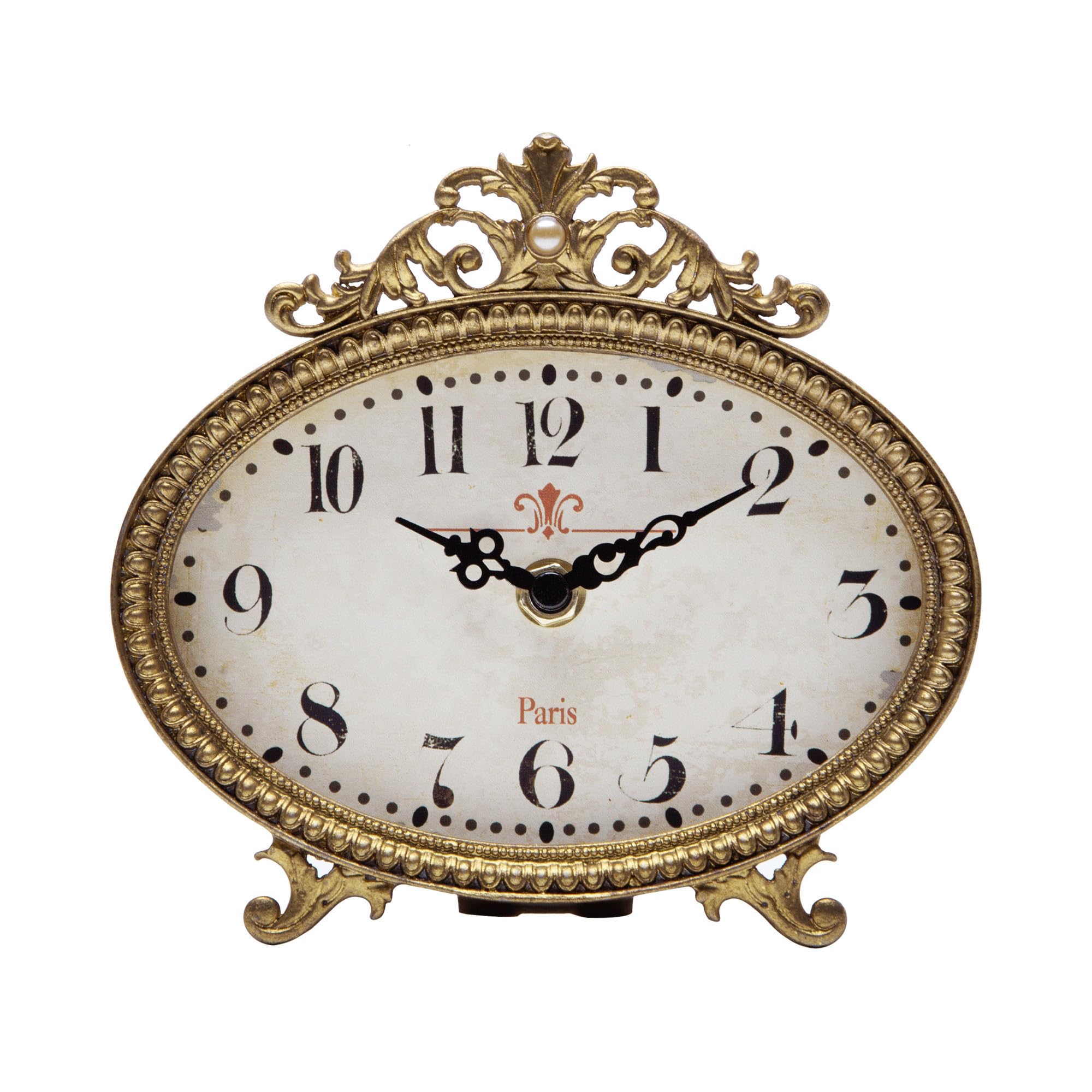 NIKKY HOME Vintage Table Clock, French Turquoise Color Rococo Style Desk Clock Battery Operated Rustic Design, Home Décor for Living Room, Bedroom, Bedside, Desk, Gift Clock - Distressed Green