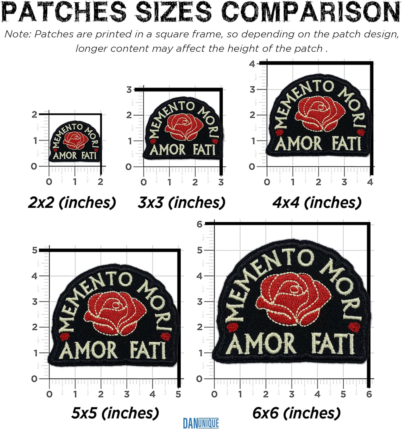 Amor Fati Patch Memento Mori Amor Fati Vintage Rose Stoicism Quote Sew On Iron On Embroidery Patch for Caps, Bags, Backpacks, Hat, Jackets, Uniform DIY PVC Patches Gifts for Her Him 3 Inches
