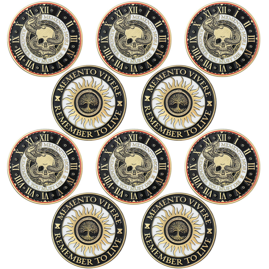 Misdary 20 Pcs Memento Mori Coin Memento Vivere Reminder Token Metal Skull Challenge Coin Medallion Stoicism Gift Challenge Stoic Reminder Pendant for Practice Stoic (Classic Style,Copper)