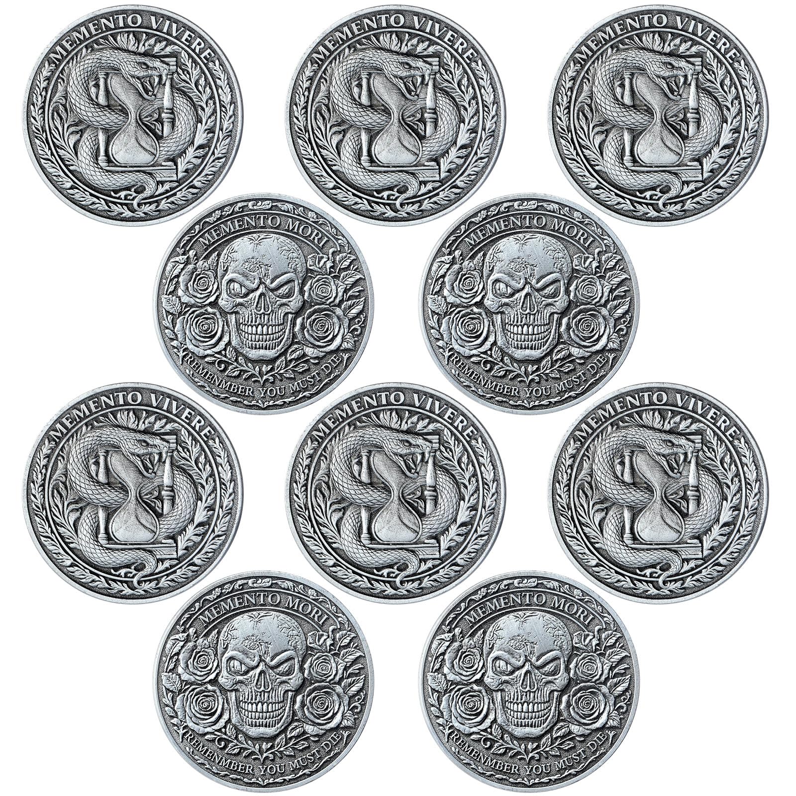 Misdary 20 Pcs Memento Mori Coin Memento Vivere Reminder Token Metal Skull Challenge Coin Medallion Stoicism Gift Challenge Stoic Reminder Pendant for Practice Stoic (Classic Style,Copper)