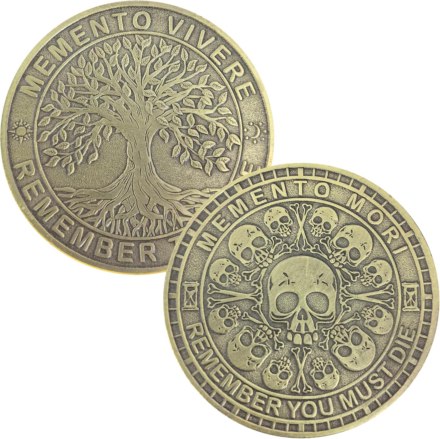 Memento Mori & Memento Vivere Challenge Coin for Daily Stoic Practice Stoic Reminder Token