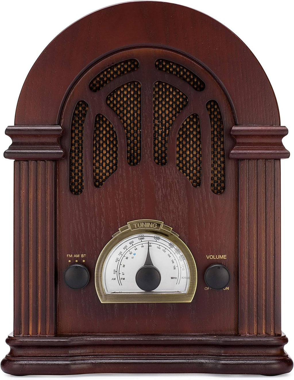 ClearClick Retro AM/FM Radio with Bluetooth - Classic Wooden Vintage Retro Style Speaker