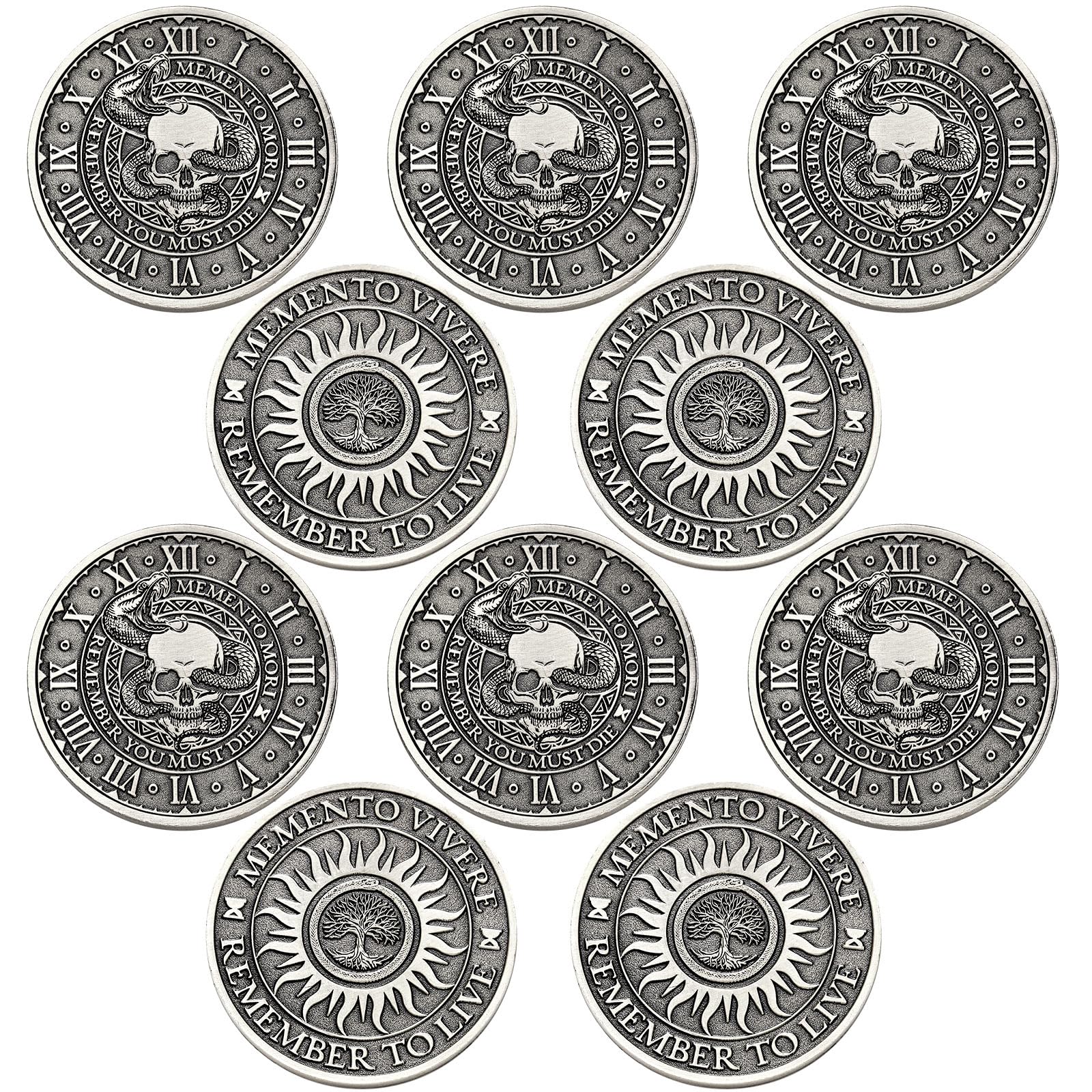 Misdary 20 Pcs Memento Mori Coin Memento Vivere Reminder Token Metal Skull Challenge Coin Medallion Stoicism Gift Challenge Stoic Reminder Pendant for Practice Stoic (Classic Style,Copper)