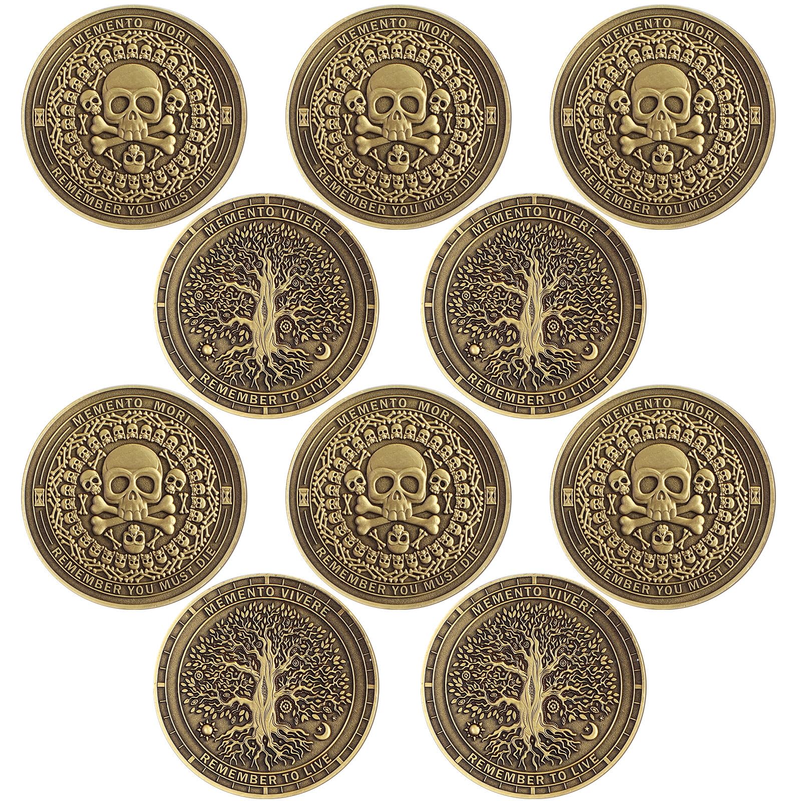 Misdary 20 Pcs Memento Mori Coin Memento Vivere Reminder Token Metal Skull Challenge Coin Medallion Stoicism Gift Challenge Stoic Reminder Pendant for Practice Stoic (Classic Style,Copper)