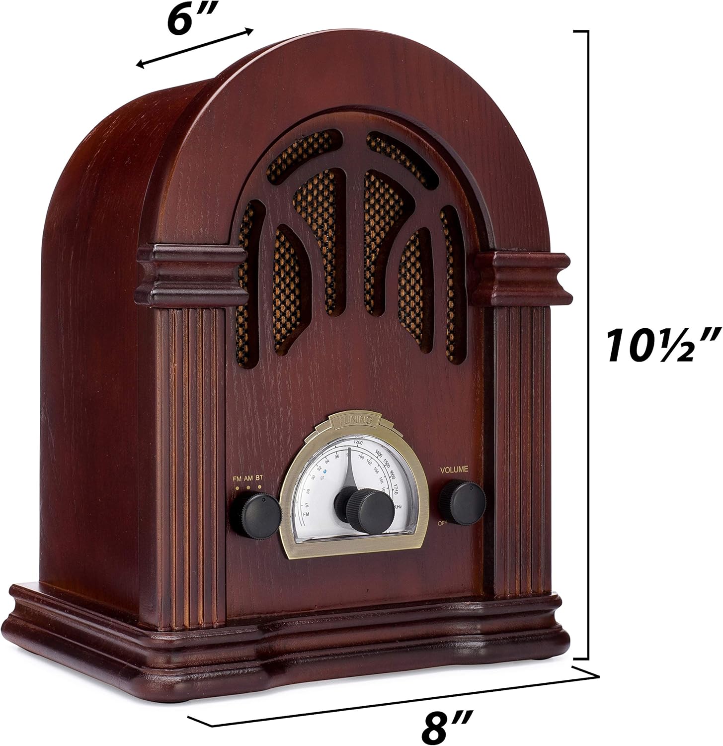 ClearClick Retro AM/FM Radio with Bluetooth - Classic Wooden Vintage Retro Style Speaker